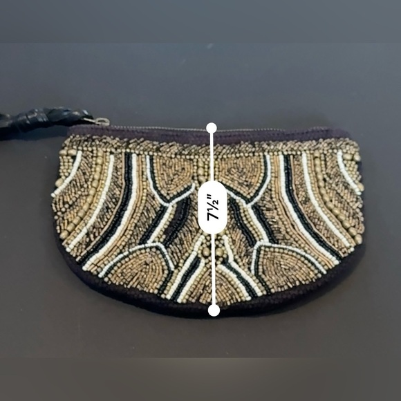 Anthropologie Jasper & Jeera brass black copper beaded pouch bag purse clutch - Picture 9 of 9